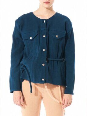 Faustine Steinmetz designer ribbed casual cotton oversized relax blue jacket M